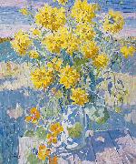 unknow artist September Yellow flowers USA oil painting artist